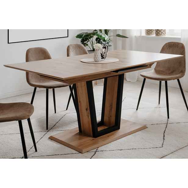 Rozkládací jídelní stůl Laria 160x90 cm, dub artisan/černý