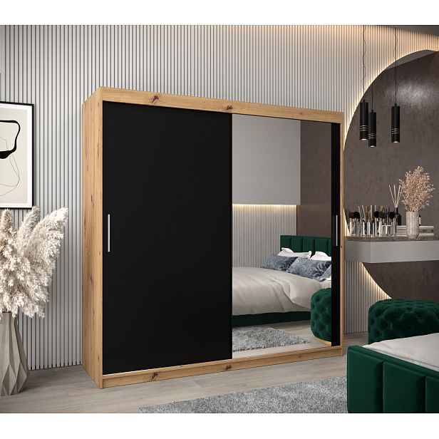 Šatní skříň Abi T2 Barva korpusu: Dub artisan, Rozměry: 200 cm, Dveře: Černá