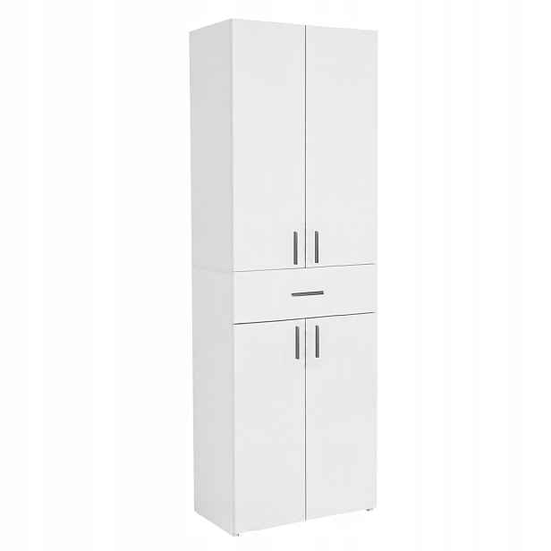 Stojací Koupelnová Skříňka Se Zásuvkou A Policemi Bílá 45x27,4x170,1 CM
