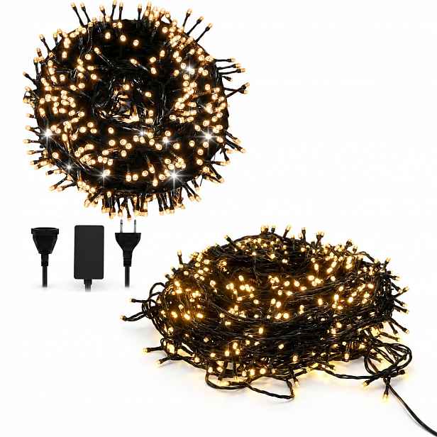 Led lampy bílé teplé 1000 Led 63 m Zlatá Galaxie