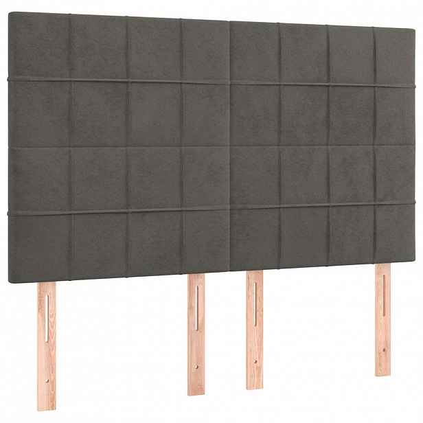 vidaXL Čelo postele tmavě šedé 144x5x118/128 cm sametové