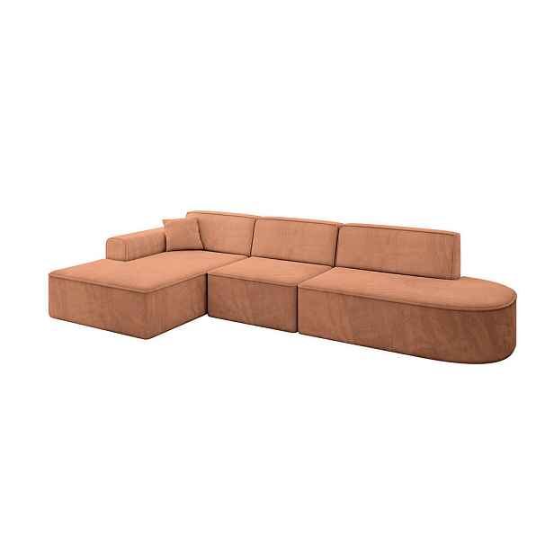 ALTDECOR ROHOVÁ SEDAČKA s otomanem, levá IREA-L2-v3 327x165x77 Meruňková Velur