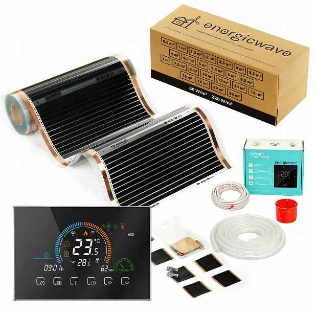 Fólie 220 W, 18 m2 s termostatem, elektrické topení