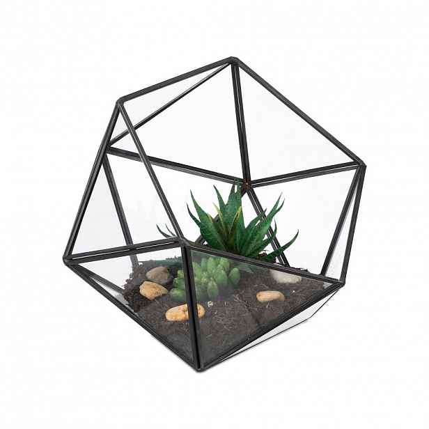 Relaxdays TERÁRIUM Černá sklo geometrické