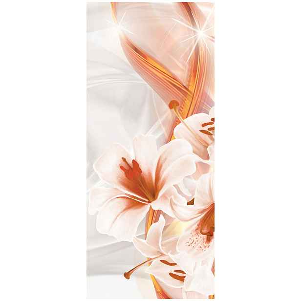 Samolepka Fototapeta Lilie broskvové s bílým pozadím elegance 91x211