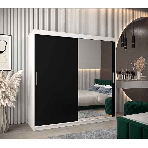 Šatní skříň Abi T2 Barva korpusu: Bílá, Rozměry: 200 cm, Dveře: Černá