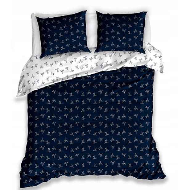 Tmavě Modré Povlečení Ptáci Origami Z Bavlněného Papíru Povlečení 220x200
