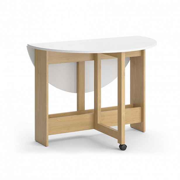 Vicco JÍDELNÍ STŮL Rondo, Zlatý mocný dub/Bílá, 20-100 x 100 cm Rozkládací