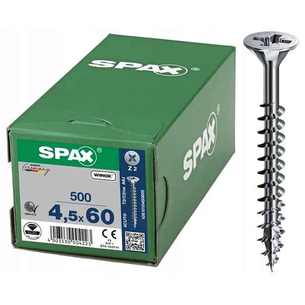 Vrut Do Dřeva Pozink Bílý 500 Ks 4.5*60MM Spax