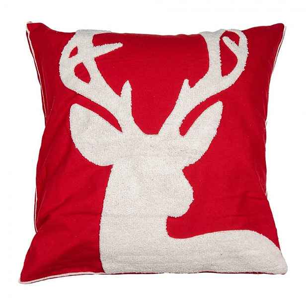 Červený povlak na polštář s jelenem Merry Christmas Deer - 45*45 cm Clayre & Eef