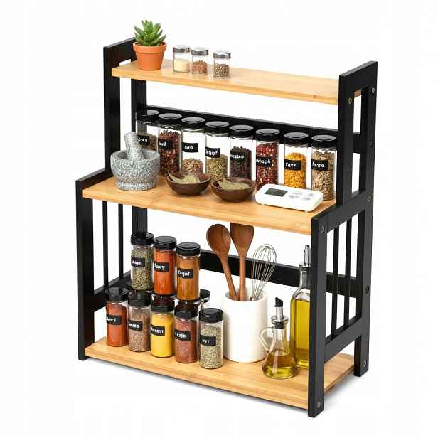 Kuchyňský regál na koření Cezar Naturalny Black