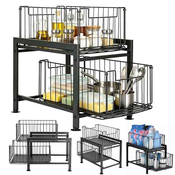 Organizér pod Dřez Dvouúrovňový Loft do kuchyňské skříňky 37×26 cm