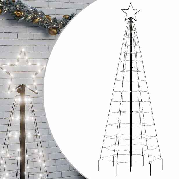 vidaXL LED Vánoční stromek se hřebíky 220 LED studená bílá 180 cm (pouze AU)