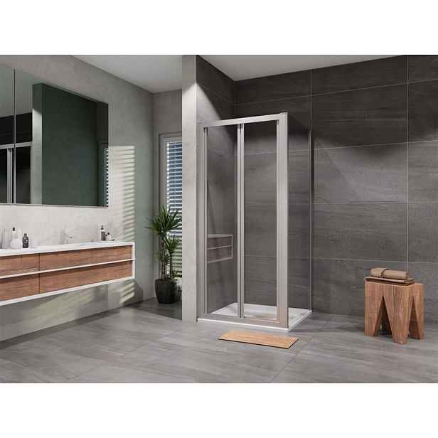 Sprchový kout čtverec shrnovací Elisa 800x800, chrom, čiré sklo