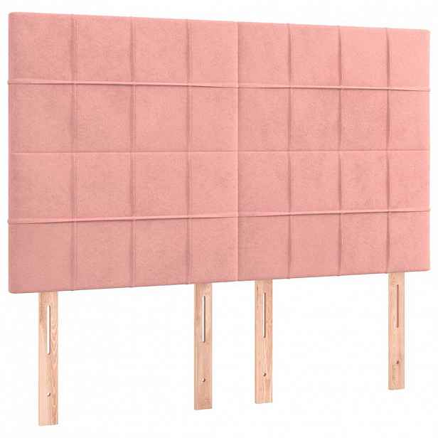 vidaXL Čelo postele růžové 144x5x118/128 cm sametové