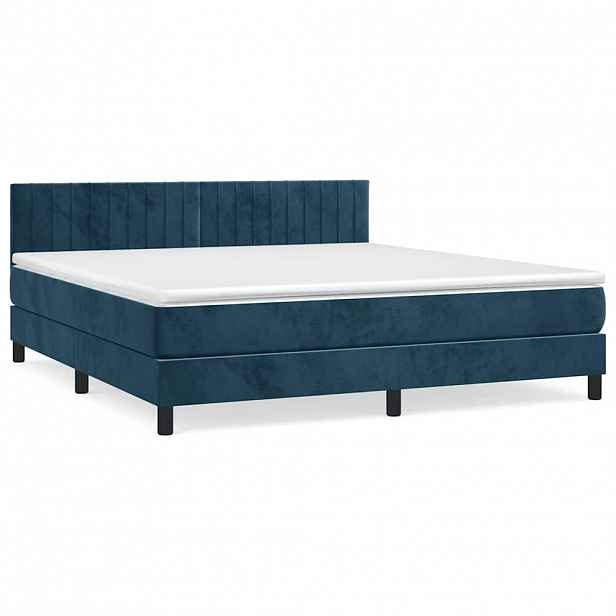 vidaXL Box spring postel s matrací tmavě modrá 180x200 cm samet