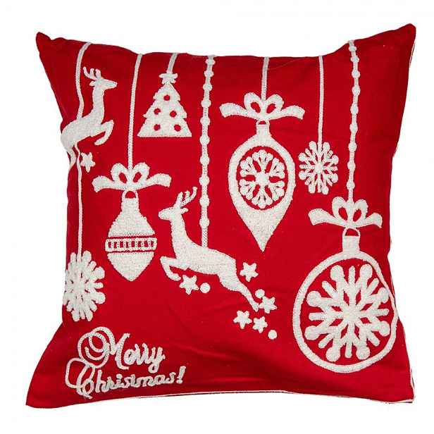 Červený povlak na polštář s jeleny Merry Christmas Deer - 45*45 cm Clayre & Eef