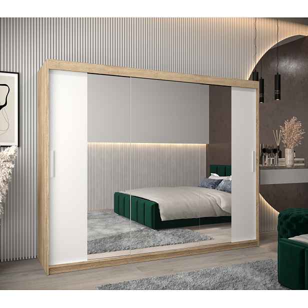 Šatní skříň Abi T2 Barva korpusu: Dub Sonoma, Rozměry: 250 cm, Dveře: Bílá