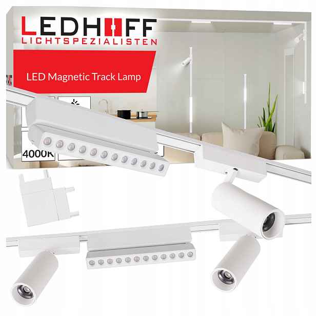 Magnetické kolejnicové osvětlení Szyna bílá 2 m 5 x Led reflektorová lampa Spot