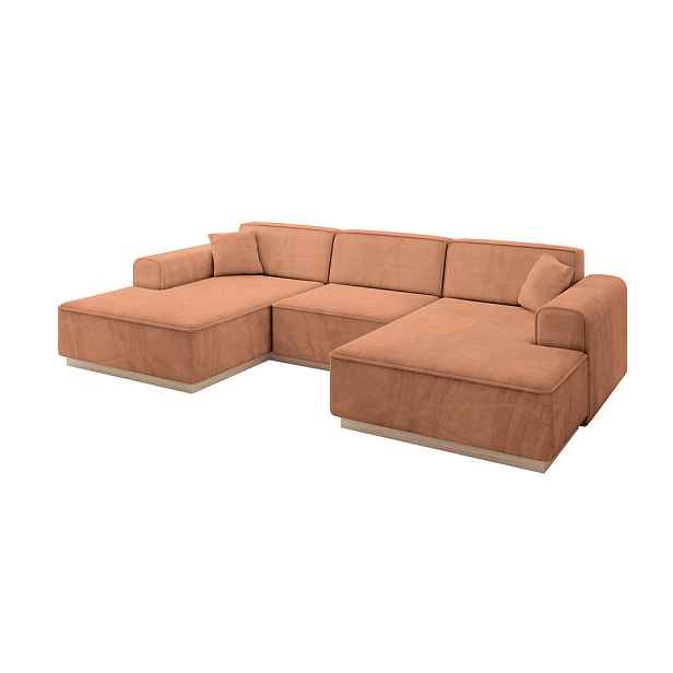 ALTDECOR SEDACÍ SOUPRAVA ve tvaru U IREA-U1 301x165x80 Meruňková Velur