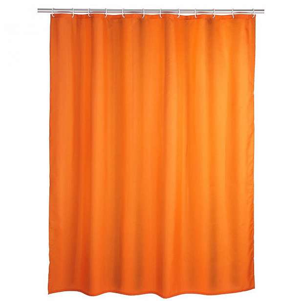 Oranžový sprchový závěs Wenko Puro, 180 x 200 cm