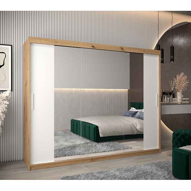 Šatní skříň Abi T2 Barva korpusu: Dub artisan, Rozměry: 250 cm, Dveře: Bílá