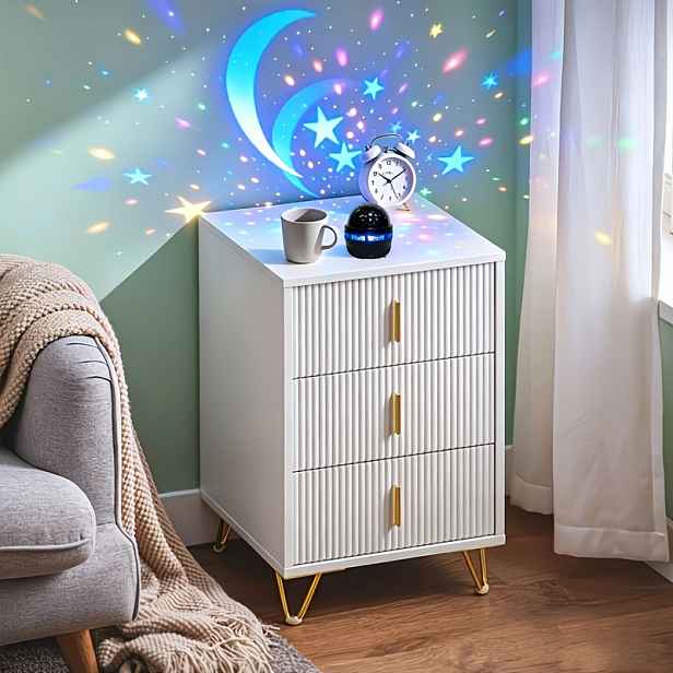TEMU Moderní projekční lampa s hvězdné oblohy a měsíce, senzibilní LED noční světlo, rotující projekční efekt, LED ambientní osvětlení do ložnice s