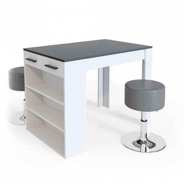 Vicco JÍDELNÍ SET Repose Antracitová/bílá 67 x 100 cm se 2 stoličkami