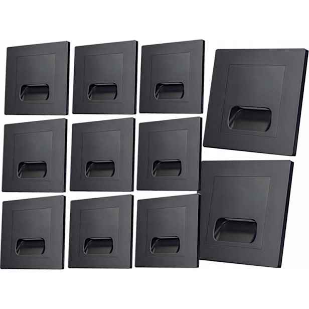 11x Led lampa na schody 230V Černá Schodišťová lampa Osvětlení schodů