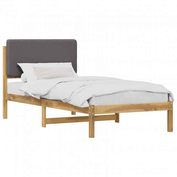 vidaXL Rám postele s čalouněným čelem Bělená a světle šedá 90 x 190 cm
