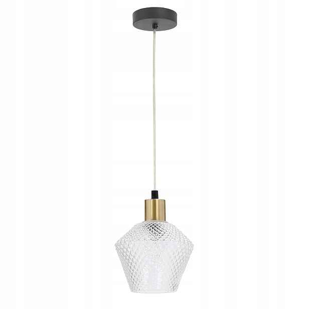Candellux Greniko závěsná lampa černo-zlatá, skleněné stínítko 1xE14 40W