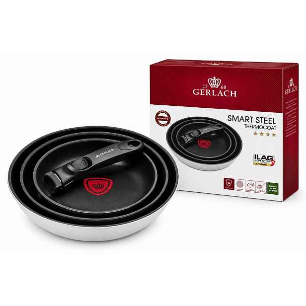Sada pánví Gerlach Smart Steel ThermoCoat 20,24,28 cm