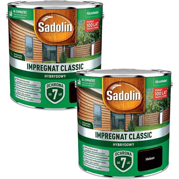 Set Sadolin Classic 2x2,5L Hybridní Impregnat Na Ebenové Dřevo 5L