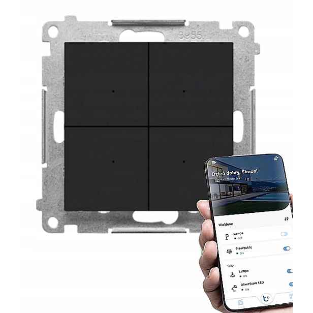 Simon 55 Go Kontroler Control ovládaný Wifi Podomítkový Černý Mat
