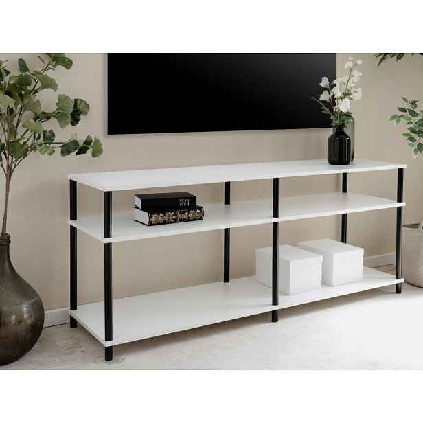 Široký regál/TV stolek Theo, bílý