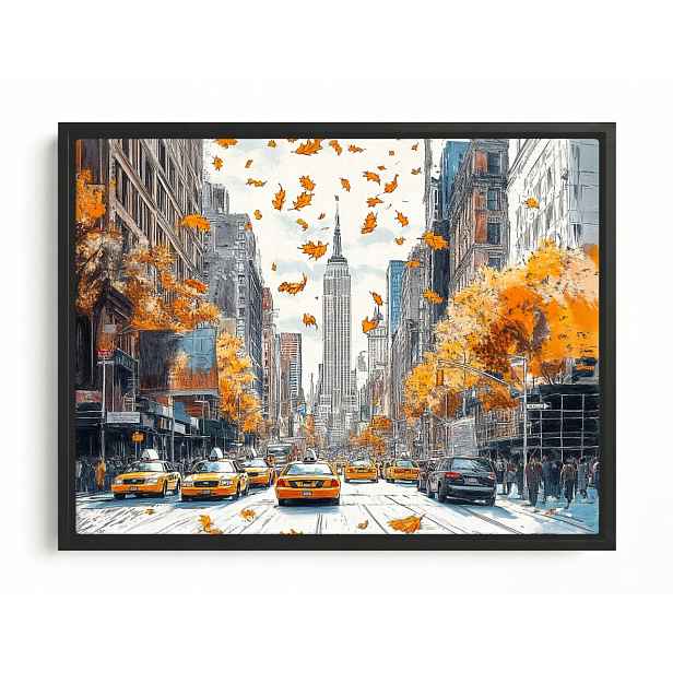 Obraz Rama American Box Město New York Manhattan Podzim Ulice Taxi 80x60