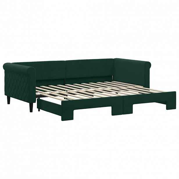 vidaXL Válenda s přistýlkou tmavě zelená 90 x 200 cm samet