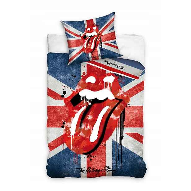 Povlečení Rolling Stones 160x200, modrá, červená, bílá