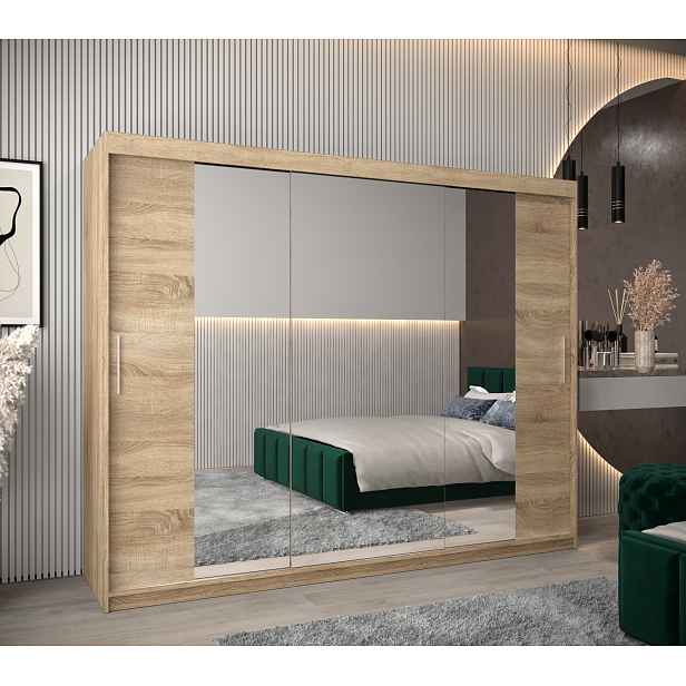 Šatní skříň Abi T2 Barva korpusu: Dub Sonoma, Rozměry: 250 cm, Dveře: Dub sonoma