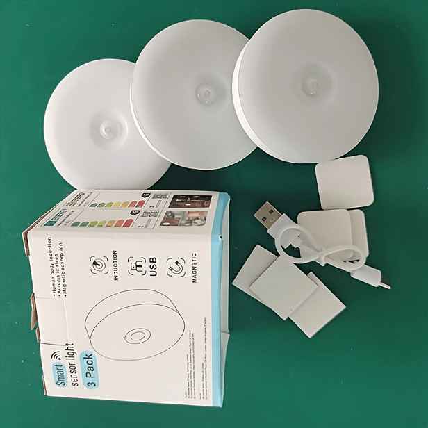 TEMU 3/6-balení USB dobíjecí LED noční světlo s pohybovým senzorem, teplé/bílé světlo, spínač aktivovaný pohybem, baterie s dlouhou výdrží, elegantní