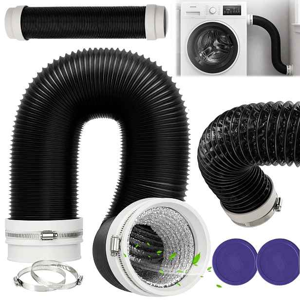 Ventilační kabel 3 palce Flexibilní pro teplý vzduch, černý, 5 m