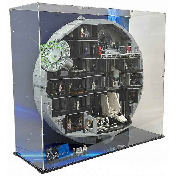 Vitrína s pozadím Blacked Brick pro Lego 75419 Star Wars Hvězda smrti