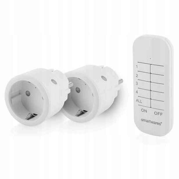 Zásuvka 2 x Zásuvky Elektrické dálkově ovládané Smartwares bílá Dálkové ovládání