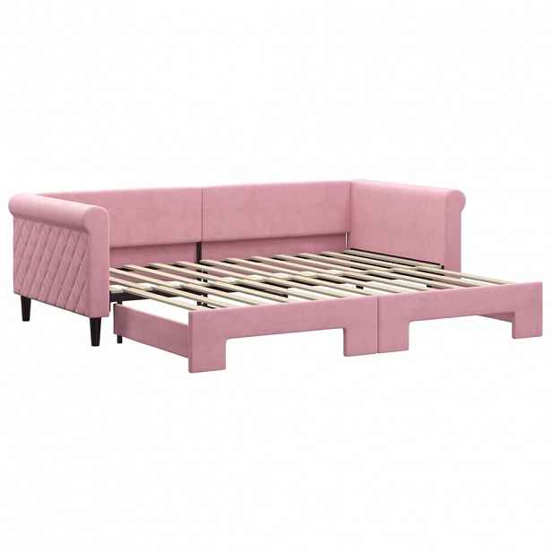 vidaXL Válenda s přistýlkou růžová 90 x 200 cm samet