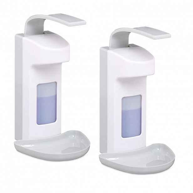 Relaxdays DÁVKOVAČ bílá šedá na dezinfekci 2ks-set nástěnný 500 ml