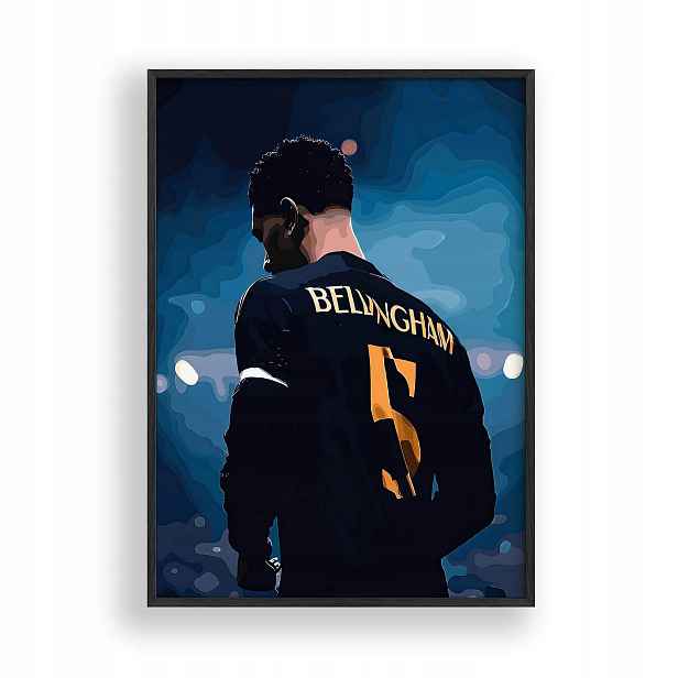 Obraz Jude Bellingham Real Madrid Plakát Rámeček Dřevěný Černý 30x42 cm