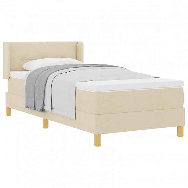 vidaXL Postel s boxspringem s čelo Krémová 190 x 90 cm textil