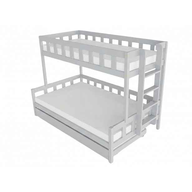 Benlemi Patrová postel PLOTTY s bočním žebříkem 90x200, 120x200 cm Zvolte barvu: Světle šedá, Zvolte šuplík: Přistýlka 90x190 cm, Zvolte stranu: Vpra…