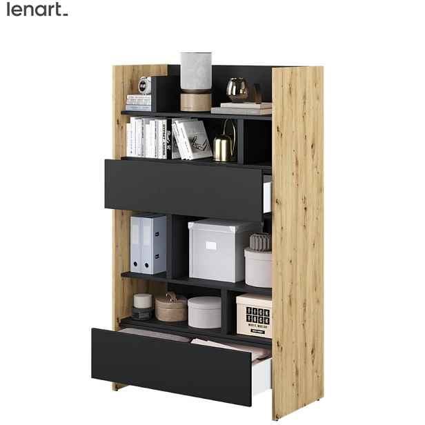 Dig-net nábytek Regál Lenart BED CONCEPT BC-27 | dub artisan / černá