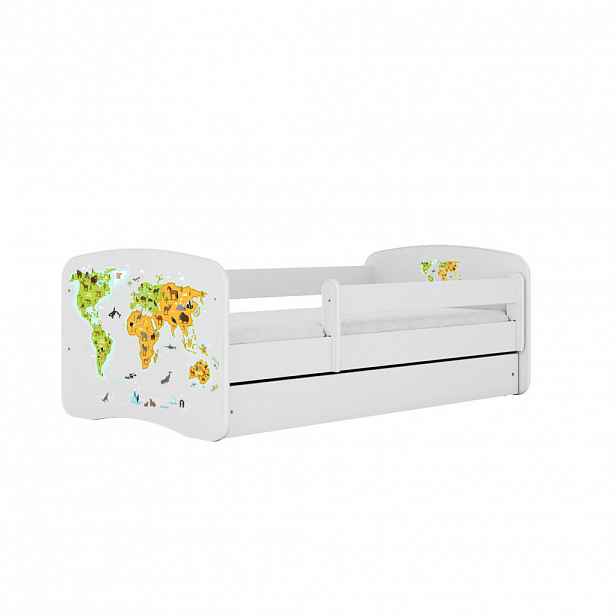 RAUMHIRSCH FURNITURE DĚTSKÁ POSTEL s motivem mapy se zásuvkou a matrací 180/80